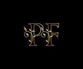 Initial letter P and F, PF, Gold Logo Icon, classy gold letter monogram logo icon suitable for boutique,restaurant, wedding service, hotel or business identity.