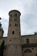 Ravenna, Italy - August 14, 2019 : View of Ravenna cathedral bell tower