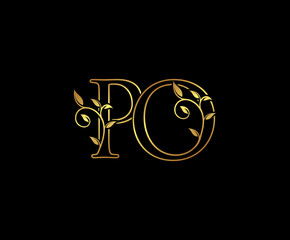 Initial letter P and O, PO, Gold Logo Icon, classy gold letter monogram logo icon suitable for boutique,restaurant, wedding service, hotel or business identity.