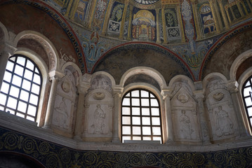 Ravenna, Italy - August 14, 2019 : View of Battistero Neoniano interior