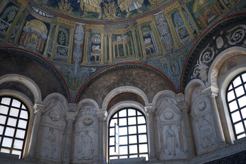 Ravenna, Italy - August 14, 2019 : View of Battistero Neoniano interior