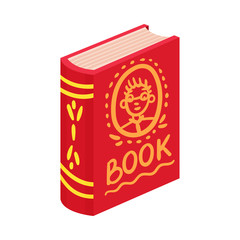 Book in the red cover. Vector illustration on a white background.