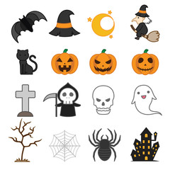 ハロウィンのアイコンセット