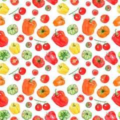 watercolor seamless pattern with vegetables