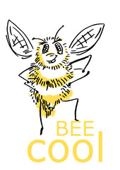 Bee cool - vector illustration of a bee comic figure