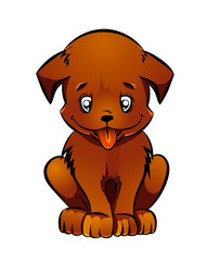 Cute funny puppy dog hand drawn cartoon vector illustration isolated on white.Can be used for t-shirt print, kids wear fashion design. 