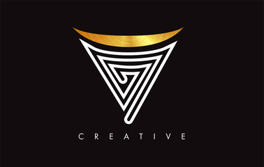 V Golden Letter Modern Trendy Design Logo. Letter V Icon Logo with Modern Monogram
