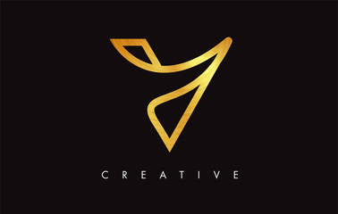 V Golden Letter Modern Trendy Design Logo. Letter V Icon Logo with Modern Monogram