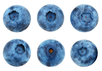 Set of blueberry isolated on white background