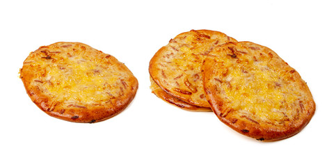 Group of freshly cheese Khachapuri baked isolated on white background
