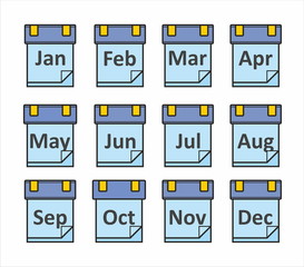 12 months calendar notes sticker