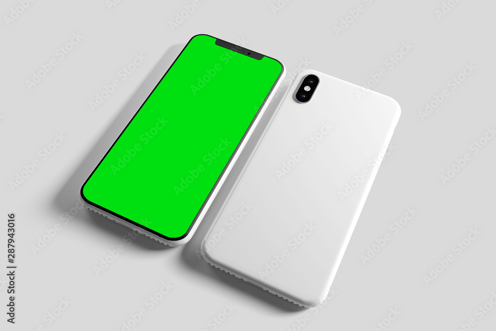 Poster smartphone screen and case mockup - 3d rendering