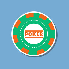 paper sticker on stylish background single poker chips