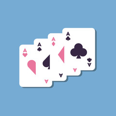 paper sticker on stylish background poker playing card