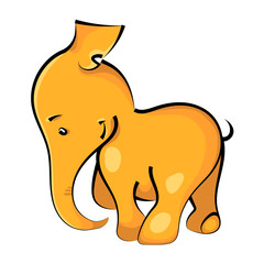 Cute funny orange baby elephant. Can be used for t-shirt print, baby wear. Hand drawn cartoon vector illustration  isolated on white