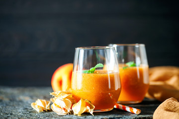 Apricot, peach and cape gooseberry cocktail