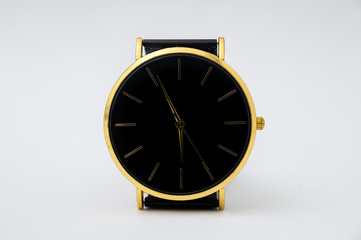 Black watch for men on white background.