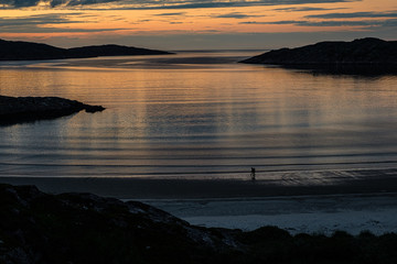 Summer landscape of the green polar tundra in the vicinity Teriberka