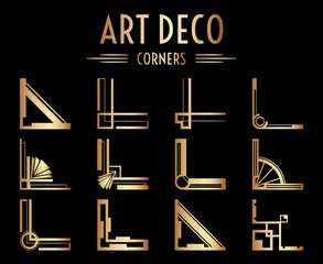 Geometric Art Deco Corner or Frame Design - obrazy, fototapety, plakaty
