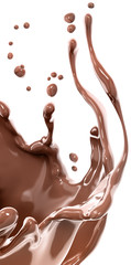 Splashing chocolate abstract background 3d rendering