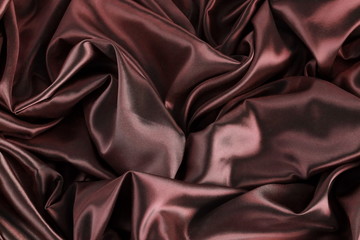 Fototapeta premium silk fabric texture, background brown, dark red color . copy space