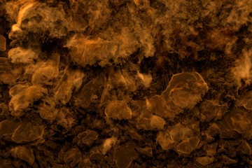 Flames from everywhere - fire 3D illustration of blazing fireplace dense clouds and smoke