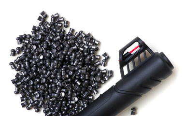 Black air rifle gun on a white