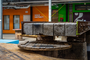 Amsterdam, Netherlands - July 30, 2014: Images of workshops and ateliers in Kunststad or the City of Art in NSDM Wharf on the banks of the River IJ in Amsterdam Noord