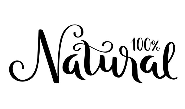 100% NATURAL black vector brush calligraphy banner