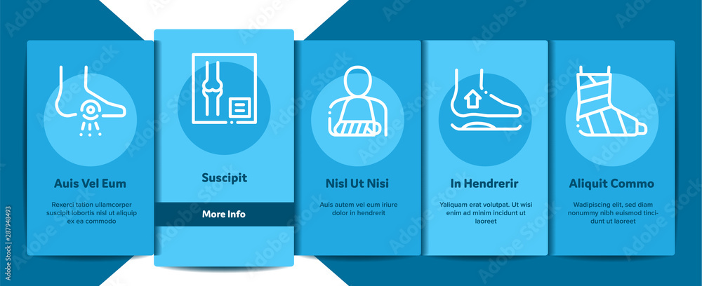 Sticker Orthopedic Elements Vector Onboarding Mobile App Page Screen. Contour Illustrations