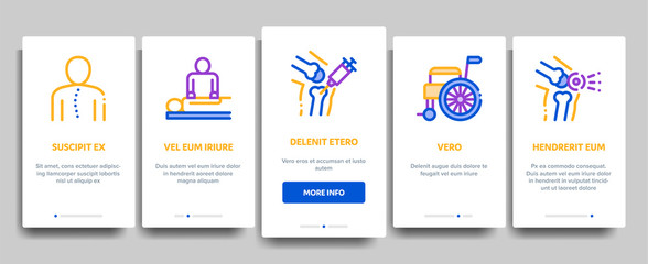 Orthopedic Elements Vector Onboarding Mobile App Page Screen. Contour Illustrations