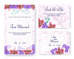 Wedding Invitation Frames Set in Floral Style