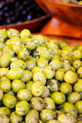 green olive sold in provence market in the south of france 