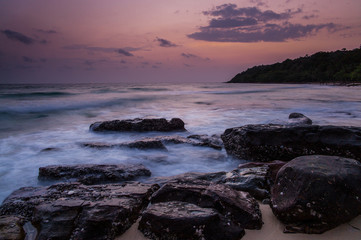 Fototapeta premium slow shutter speed sunset on the beach at Koh Kood Thailand