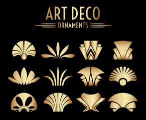 Geometric Art Deco Ornament Design Set - obrazy, fototapety, plakaty