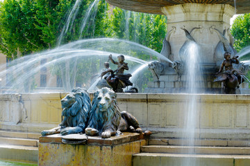 fountain “la rotonde” in the city of  aix en provence -france