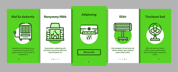 Heating And Cooling Vector Onboarding Mobile App Page Screen. Contour Illustrations
