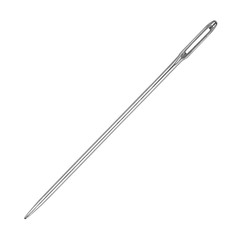 Sewing needle closeup on isolated white background