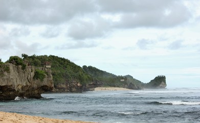 Fototapeta premium Beautiful beach in Pantai Seruni Indonesia