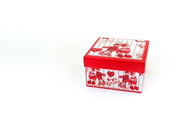 red box with christmas inscription isolated on white background