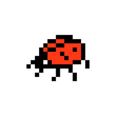 Ladybug pixel art icon isolated on white background. 8 bit wildlife insect symbols. Collection of ladybird logotypes. Old school vintage retro slot machine/video game graphics.