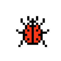 Ladybug pixel art icon isolated on white background. 8 bit wildlife insect symbols. Collection of ladybird logotypes. Old school vintage retro slot machine/video game graphics.