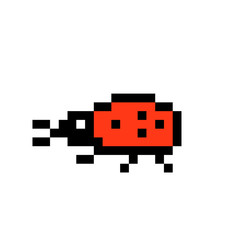 Ladybug pixel art icon isolated on white background. 8 bit wildlife insect symbols. Collection of ladybird logotypes. Old school vintage retro slot machine/video game graphics.