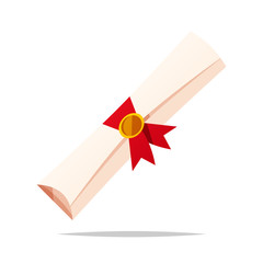 Rolled diploma vector isolated illustration