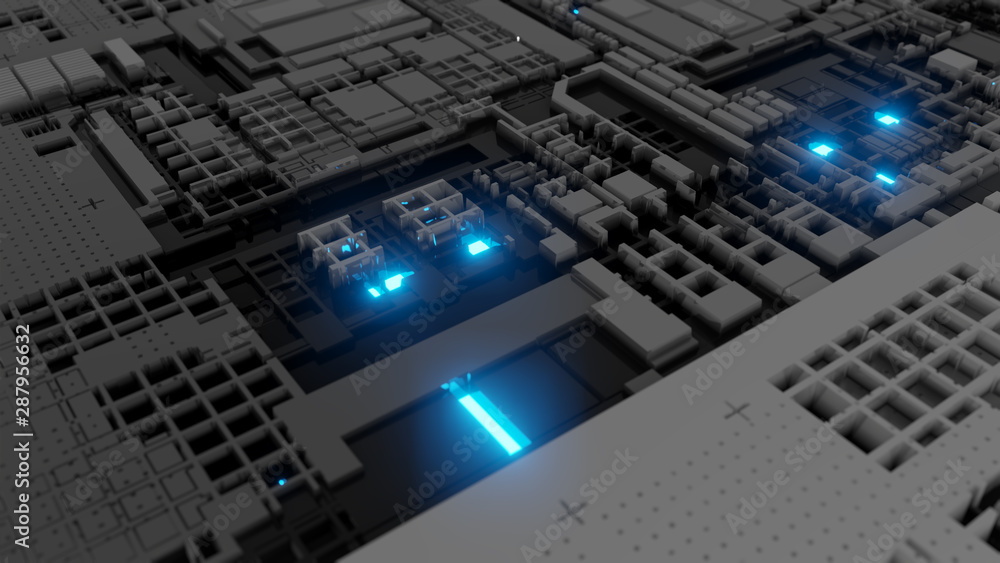 Poster 3d render abstract technology background with cubes