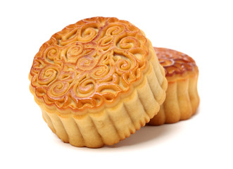 Mid-Autumn Festival moon cake on white background 