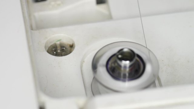 Sewing machine parts in macro shot