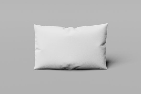 White rectangular mocap pillow on a gray background. 3D rendering.