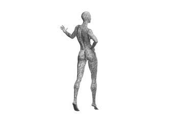 tall healthy fit sports girl made of marble isolated on a white background. 3d rendered medical illustration with copyspace for your text. Obesity and sports healthy lifestyle problems.