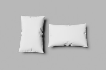 Two White rectangular mocap pillow on a gray background. 3D rendering.